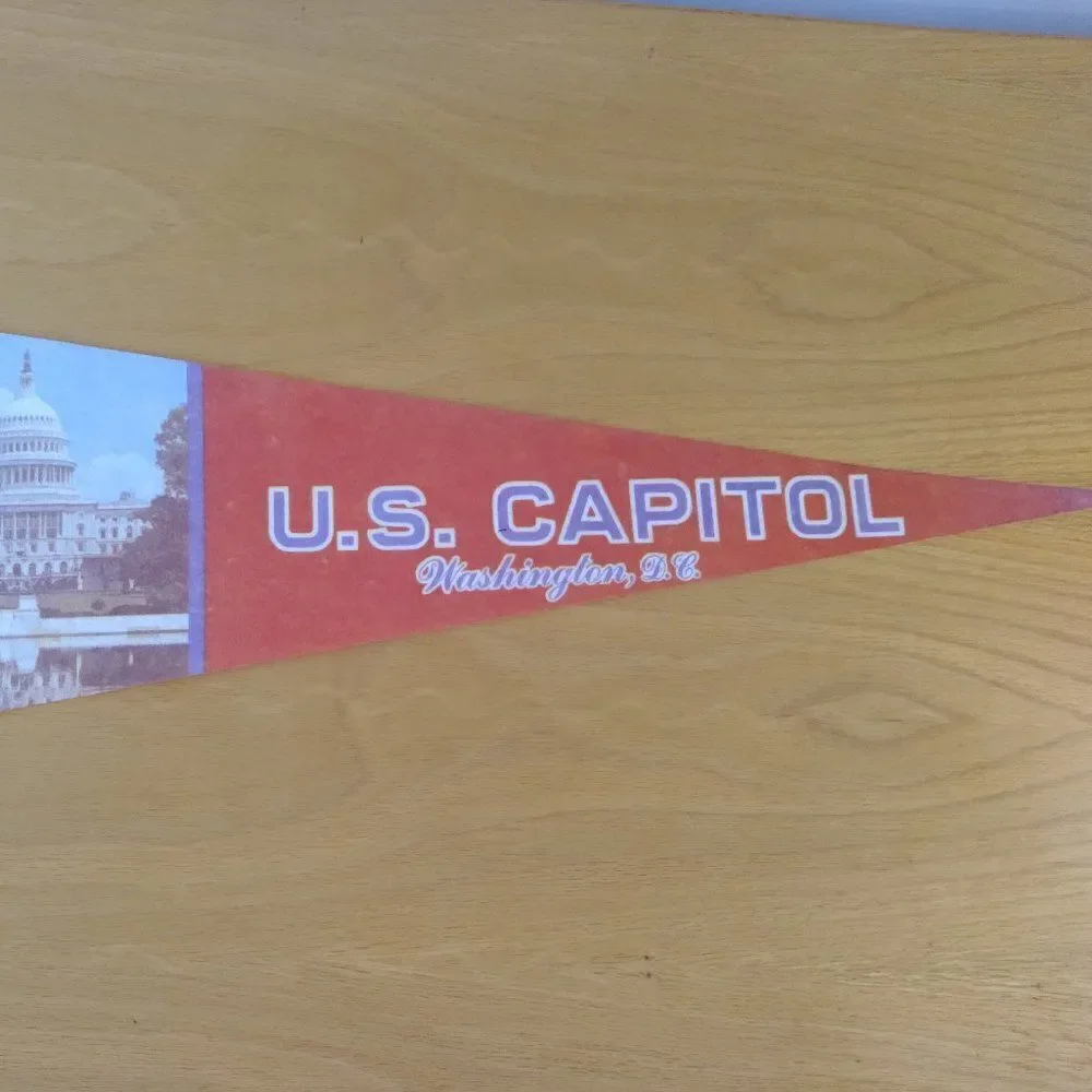 Vintage 60s U.S. Capitol Washington D.C. Pennant Flag 24